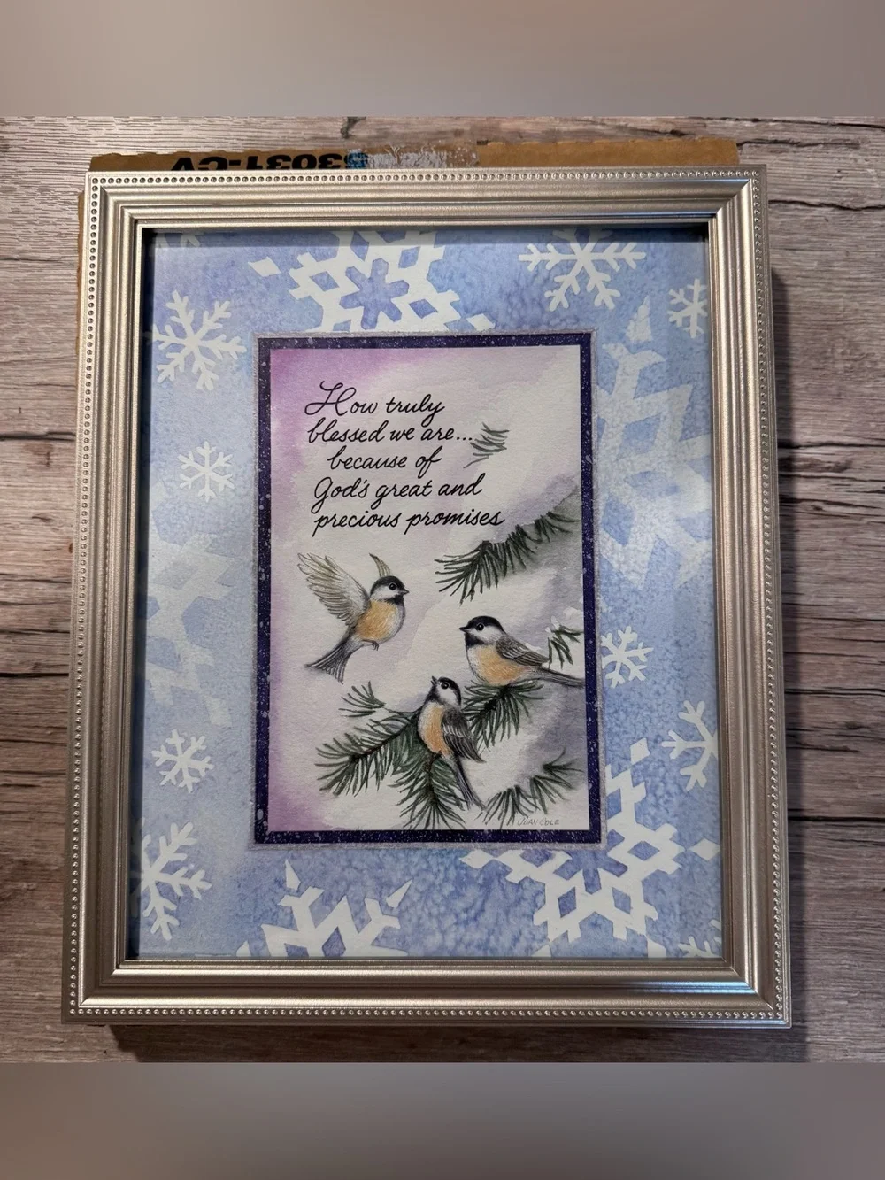 Home Interiors Framed Winter Bird Print with Scripture - 10x12